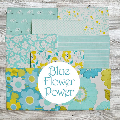 Blue Flower Power 8 Fat Quarter Bundle