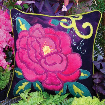 Passionate Peony Pillow Wool Applique Pattern