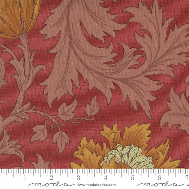 Best of Morris Quilt Fabric Anemone Large Floral Vine Deep Red 8366 16