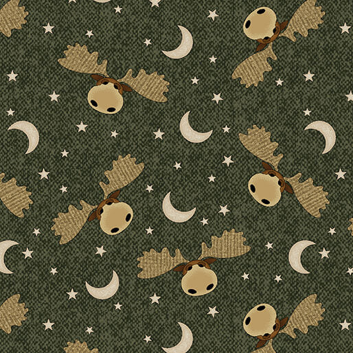 Moose Moon and Stars Green 16338-44