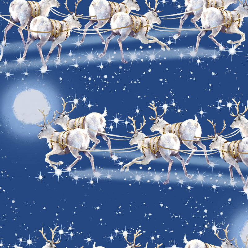 Here Comes Santa Flying Sleigh Blue 22236