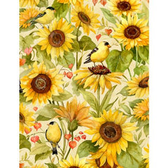 Sunflower Splendor Sunflowers & Bird All Over Cream 83327-257