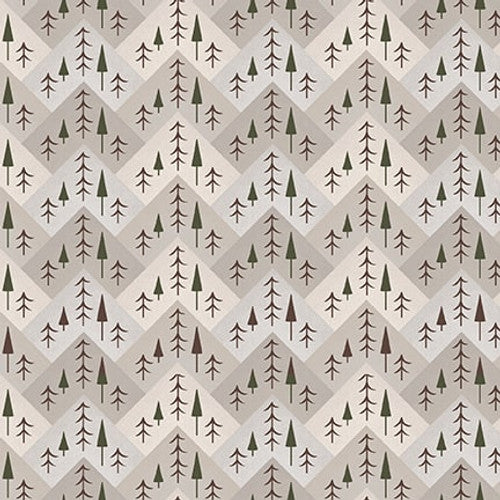 The Mountains Are Calling Flannel Tree Mountain Zig Zag Cream F-3133-44