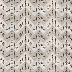 The Mountains Are Calling Flannel Tree Mountain Zig Zag Cream F-3133-44