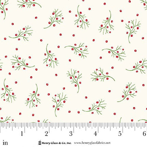 Scandinavian Holiday Holly Berry Sprigs Cream 3453-44