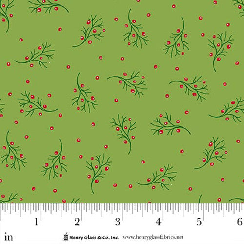Scandinavian Holiday Holly Berry Sprigs Green 3453-66
