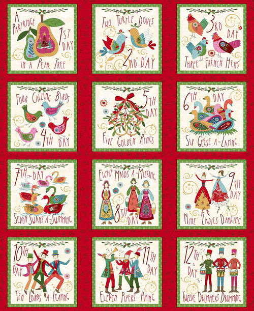 Scandinavian Holiday 12 Days Block Red/Multi 3458-88