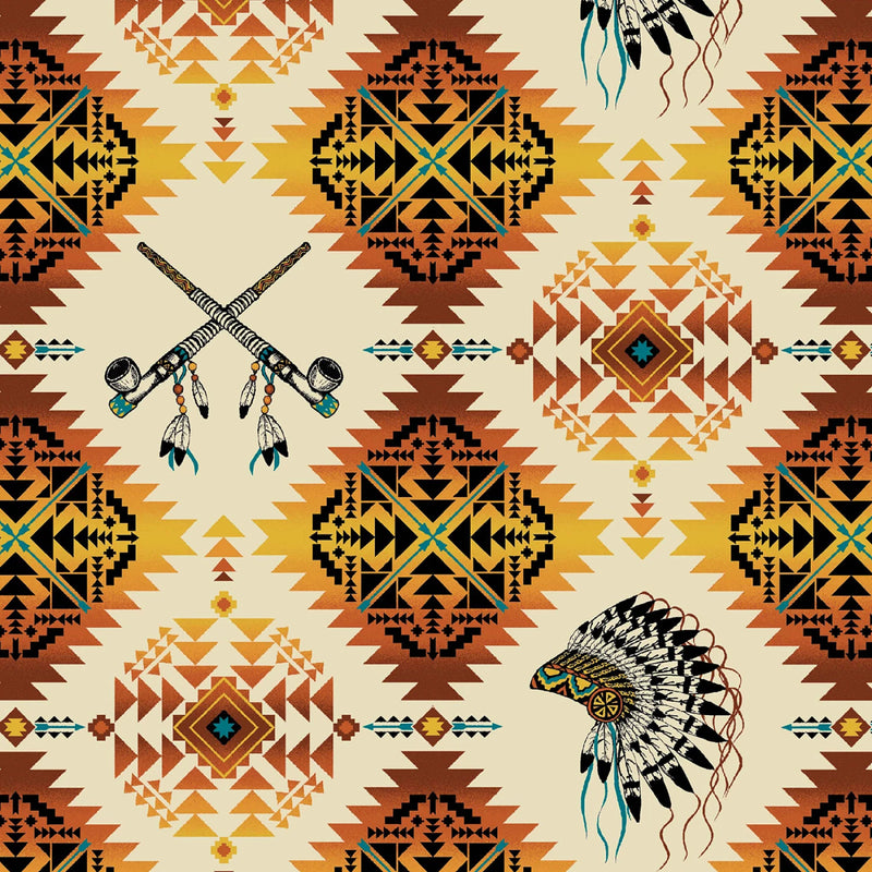 Native Spirit Pipe & Headdress Gold ELS531-GOL