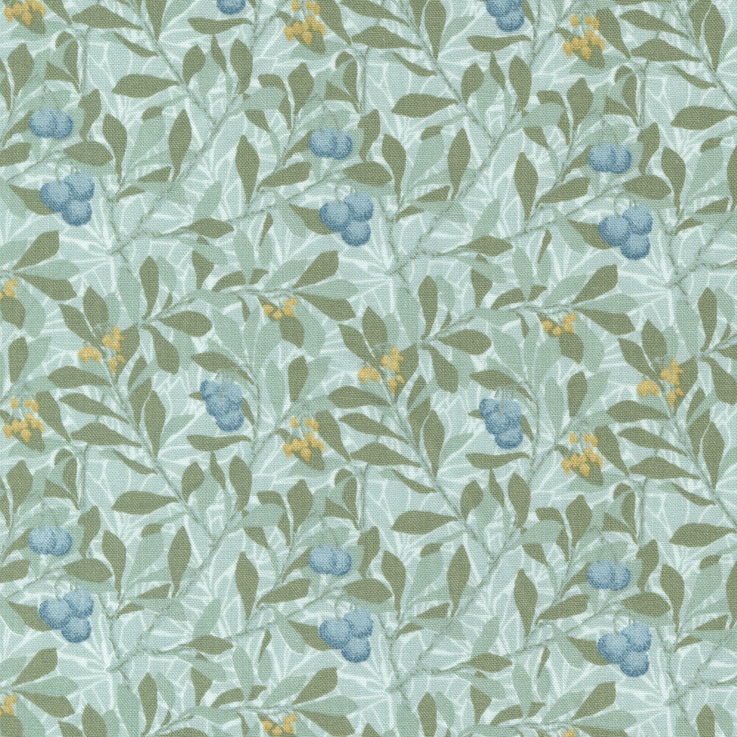 Morris Meadow Kelmscott Blue Bramble Small Floral Leaf Fabric by Barbara  Brackman - Moda Fabrics