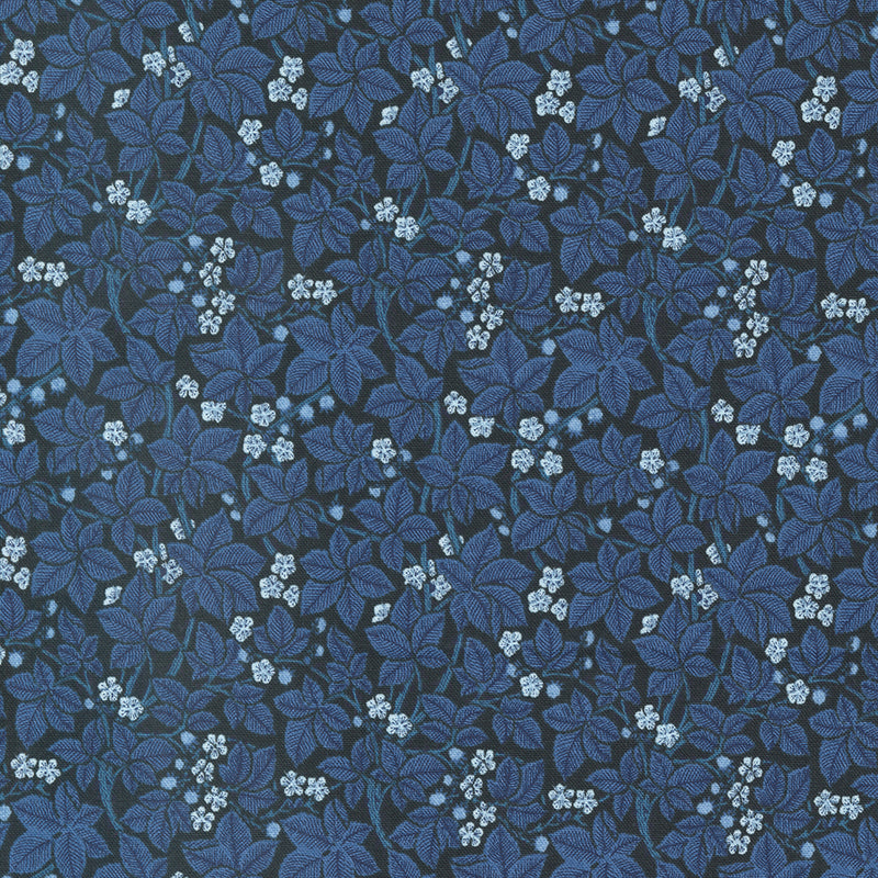 Morris Meadow Bramble Small Floral Leaf Kelmscott Blue 8375 15