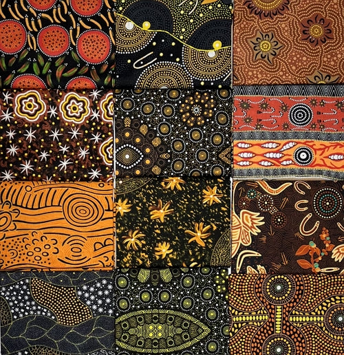 Aboriginal Alura Dreaming Gold 12 Fat Quarter Bundle