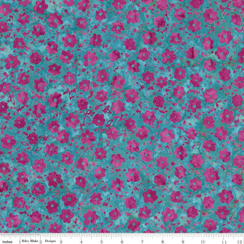 Expressions Batiks Daisy Dots Raspberry Jade BT23402-284
