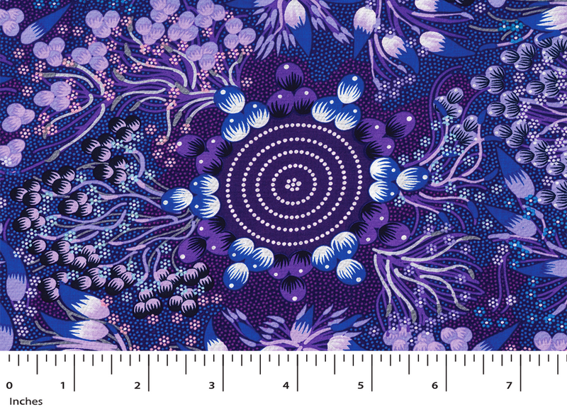 Aboriginals Bush Fruits Purple-Rayon 55/56" wide.