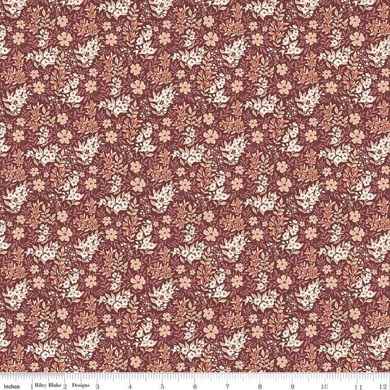 Evening on the Prairie Ditsy Floral Marsala C16747-Marsala