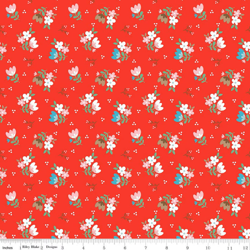 Whimsical Woodland Floral Red C17642-Red | Quilt Expressions
