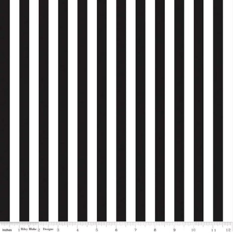 Half Inch Black and White Stripe C530-110-Black