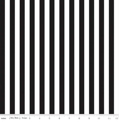 Half Inch Black and White Stripe C530-110-Black