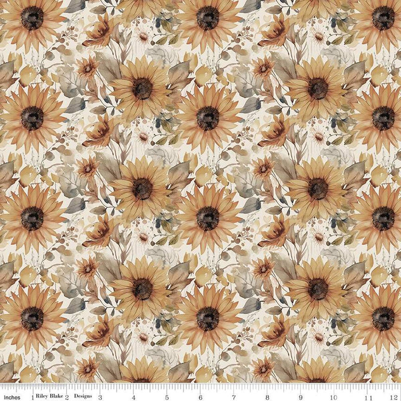 Evening on the Prairie Watercolor Sunflowers Cream CD16743-Cream