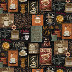 Happiness In A Cup Coffee Collage CD3421-Black