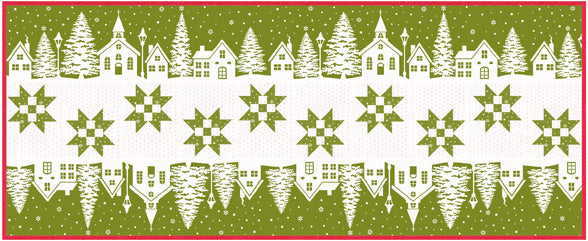 Christmas Village Table Runner Green