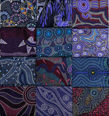 Aboriginal Desert Landscape Blue 12 Fat Quarter Bundle