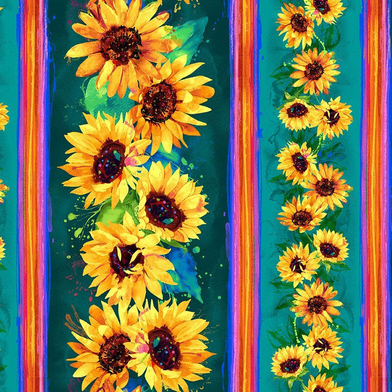 Sundance Sunflowers 11 Stripes CD3302-Teal