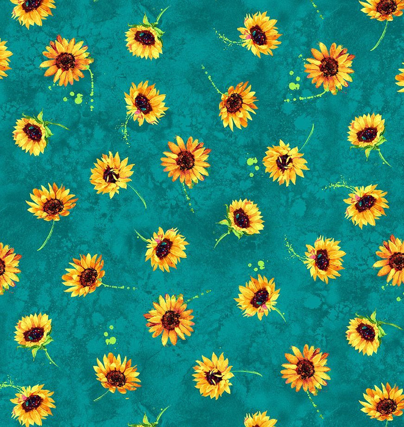 Sundance Tossed Small Sunflowers CD3304-Teal