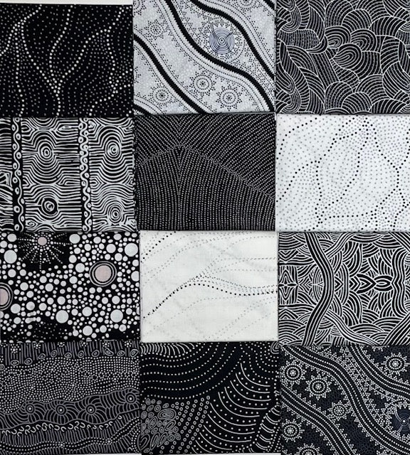 Aboriginal Black & White 12 Fat Quarter Bundle