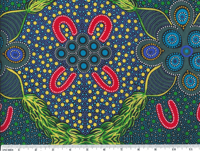 Aboriginals Leaves & Fruit Blue-Gold