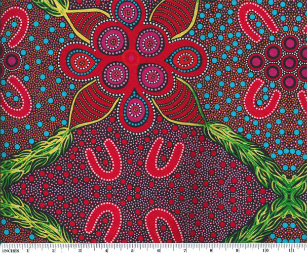Aboriginals Leaves & Fruit Red