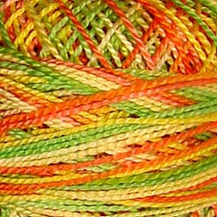 Valdani Pearl Cotton Size 12 Thread Variegate Orange, Kiwi & Papaya M8