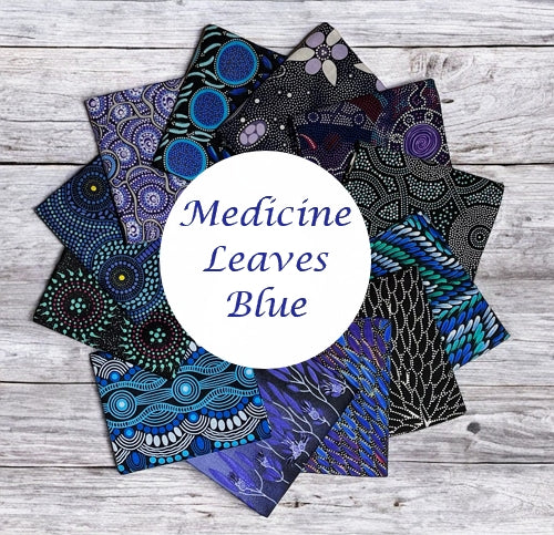 Aboriginal Medicine Leaves Blue 12 Fat Quarter Bundle