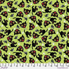 Spooky Cute Halloween Cat and Mouse Lime PWMY004.Lime