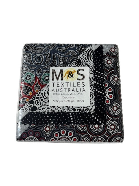 Aboriginals Dreamtime Black 5" Charm Pack