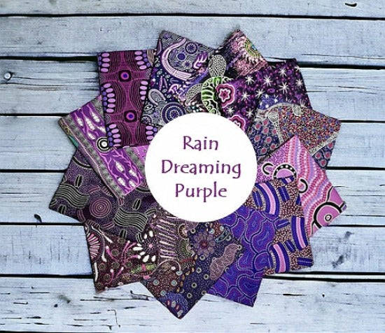 Aboriginal Rain Dreaming Purple 12 Fat Quarter Bundle