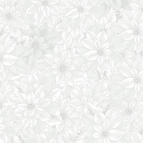 Joyful Traditions Poinsettias White Silver
