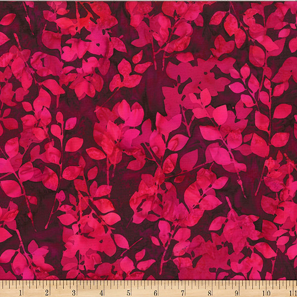 Bali Batik Leaves W2585-208 Strawberry Daiquiri