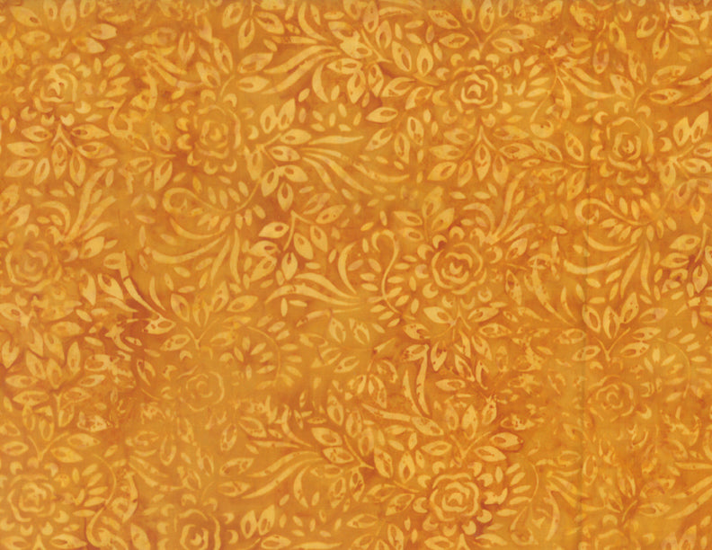 Tonal Blossoms and Leaves Batik Pumpkin