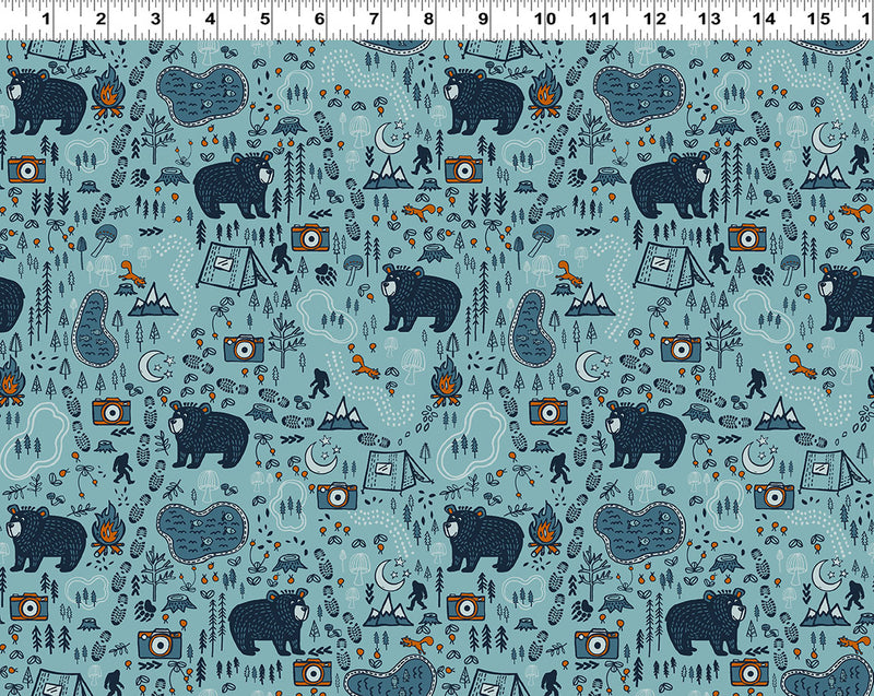 Bear Camp Trail Nature Toile Light Teal Y4052-103