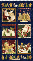 Gingerbread Christmas Panel Light Navy Y4117-93