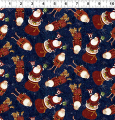 Gingerbread Christmas Santas Light Navy Y4118-93