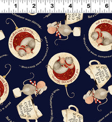 Gingerbread Christmas Mice Navy Y4119-53