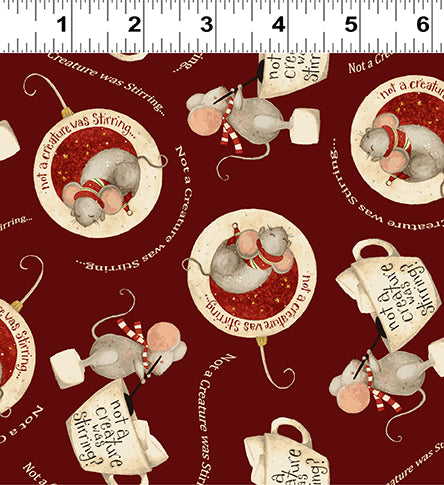 Gingerbread Christmas Mice Dark Red Y4119-83