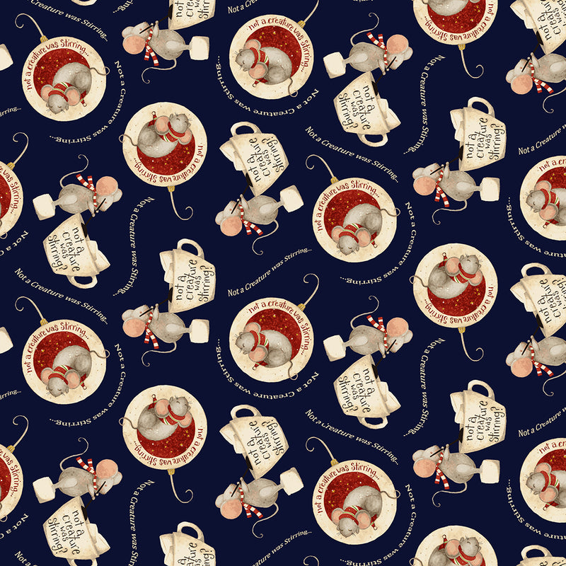 Gingerbread Christmas Mice Navy Y4119-53