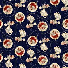 Gingerbread Christmas Mice Navy Y4119-53