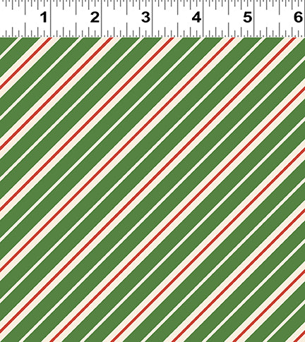 Gingerbread Christmas Diagonal Stripe Green Y4123-21