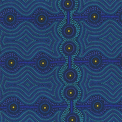 Aboriginals Desert Landscape Blue