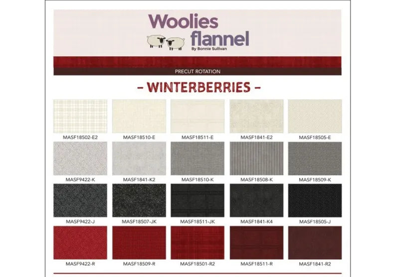 Woolies Flannel Winterberries 10" Squares SQ-MASWOF-WINT