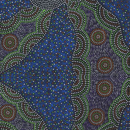 Aboriginals Kangaroo Grass And Bush Waterhole Blue