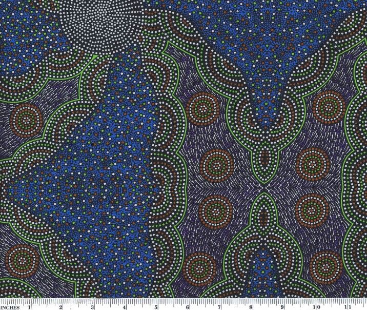 Aboriginals Kangaroo Grass And Bush Waterhole Blue